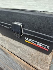Vintage Tackle Box Black Plastic WOODSTREAM Ecko 2-Tray 14″ x 7″