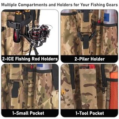 5 Gallon Bucket Tool Organizer – Adjustable Gear Bag with 6 Pockets and 2 Rod