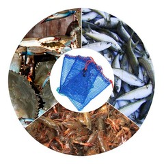 Lemecima 3 Pieces Crab Trap Bait Bags Outdoor Sports 12.5 x 7.3 inch, blue
