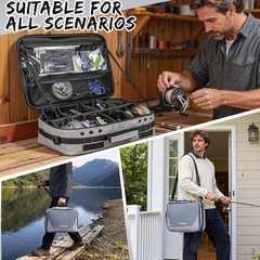 Waterproof Fishing Reel Case with Shockproof Compartments for 12 Reels/24 Spools
