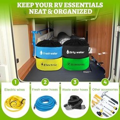 4 Pack RV Sewer Hose Storage,Waterproof RV Blue+Yellow+Black+Green+Drawstring