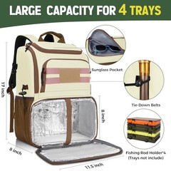 Fishing Backpack Tackle Box, Tackle Backpack with Cooler for Men | Tackle Box