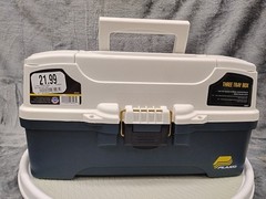 Plano 3-Tray Tackle Box with Dual Top Access, Dark Blue Metallic/Off White New
