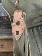 Vintage SCOTCHLINE Canvas And Leather Fly Fishing Tackle Tote Military Green