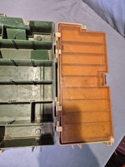Vintage Plano 767 Tackle Box Hard Case Plastic Beige Green Orange Dividers