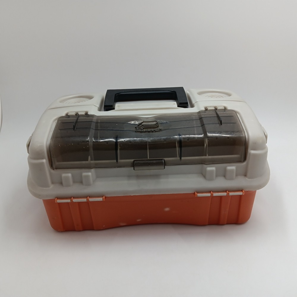 Plano Flipsider Three Tray Case Tackle Box 7603 Gray Orange Boating Fishing Gear