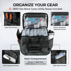 Fishing Tackle Bag with Removable Bait Binder Water-Resistant 4 Tackle Boxes
