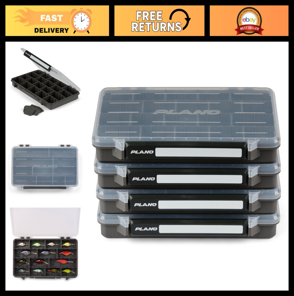 4-Pack Tackle Box with Rust-Resistant Design, Stackable Storage for Bait & Lures