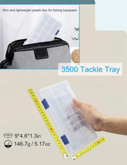 Small Tackle Box, Plastic Organizer, 3500 Model, 2 Pack, Clear Divided Storage