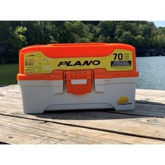 Freshwater Fishing Tackle Box W 70pc Kit 2 Tray Design Secure Brass Kit Durable