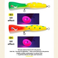 Floating Wooden Popper Lure 20cm 85g UV Groove Rattle Chamber for GT Grouper