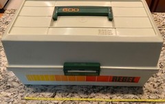 Rebel 600 Hard Plastic 3 Tray Fishing Tackle Box Vintage Rare Beige Orange Trays