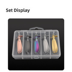 Fishing Spoon Lure with Dual Curved Zinc Alloy 5.1cm x 1.4cm 10g 5-Pack