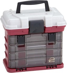 Multi-Compartment Fishing Gear Organizer with Bulk Storage and Viewing Lid