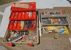 2 Tackle Boxes with Assorted Fishing Gear Lures, Accessories (Item#cp)