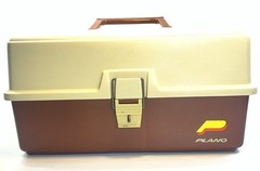 Vintage Plano 6800 Series Tackle Box Brown Cream Hard Plastic Fishing Organizer