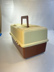 Vintage Plano 6800 Series Tackle Box Brown Cream Hard Plastic Fishing Organizer