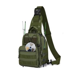 Military Green Fishing Backpack,Sling bag and rod holder,Professional fishing…