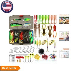 128-Piece Fishing Lure Kit in Tackle Box – Perfect for Bass & Trout Fishing