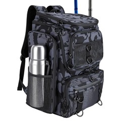 Fishing Tackle Storage Bag with Rod Holders 16-Pocket Water-Resistant