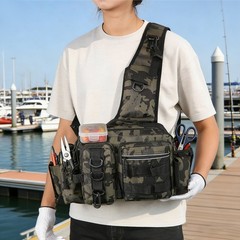 Camouflage Color Nylon Fishing Tackle Backpack, Fishing Crossbody Bag Organizer