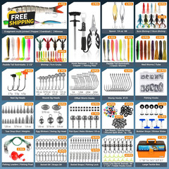 547PC Fishing Tackle Kit 4 Layer Tackle Box 12X Gear Pliers Gripper Rigs