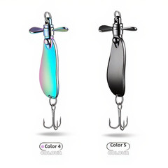 Fishing Spoon Lure with Dual Curved Zinc Alloy 5.1cm x 1.4cm 10g 5-Pack