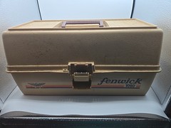 Fenwick 1080 Beige Hard Plastic Fishing Tackle Box Hard Case 3-Tray 3 Pocket