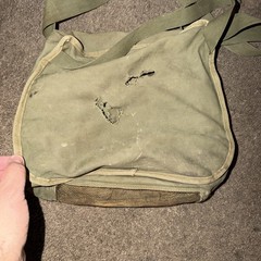 Fishing creel Bur-Tex vented metal vintage Messenger Bag Military Green As Is
