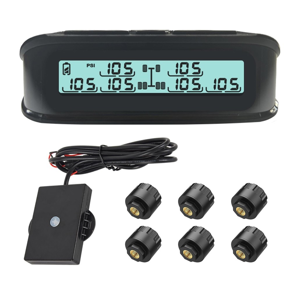 Tire Pressure Monitoring System with 6 Sensor, (0-188PSI) Ty6,Type-C and Sola…