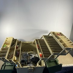Vintage Plano Tackle Box 2 Side 6 Tray Locking System USA Made 17” W/Lures Reels