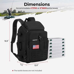 Fishing Tackle Backpack with Rod Gear Holder, Lightweight Outdoor Water-Resi…