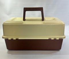 Vintage Plano 6800 Series Tackle Box Brown Cream Hard Plastic Fishing Organizer