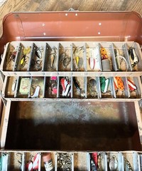 Multi-Tier Simonsen Metal Tackle Box Fishing Lot With Contents ALL VINTAGE FULL