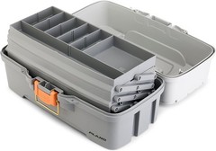 Plano Three-Tray Tackle Box, Light Grey/Dark Grey, Rust-Proof Brass Latch, Top-A