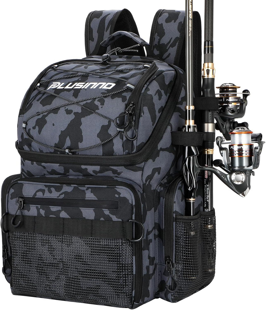 Cooler Fishing Backpack with Rod Holders 45L Large Water-resistant Fishing Tackl