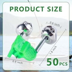50 Pcs Fishing Rod Bells Clip-On Bite Alarm Dual Bell Alert Green Fishing Gear