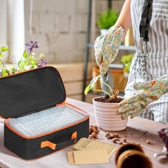 15 Slots Seed Storage Box with 20 Seed Envelopes, Large Capacity Seeds Orange