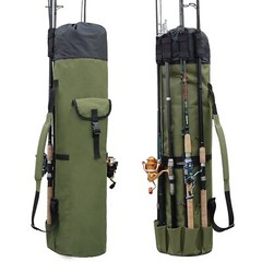 Fishing Pole Bag with Rod Holder Canvas Carrier Bag Fishing Rod Reel Organize…