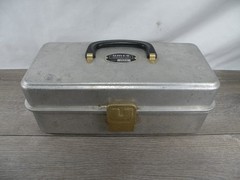 Vintage UMCO 102A Aluminum Cantilever Tackle Box Fishing Equipment Made in USA
