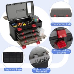 5 Layers Fishing Tackle Box w/ Dividers & Top Storage 3 Removable Utility Boxes