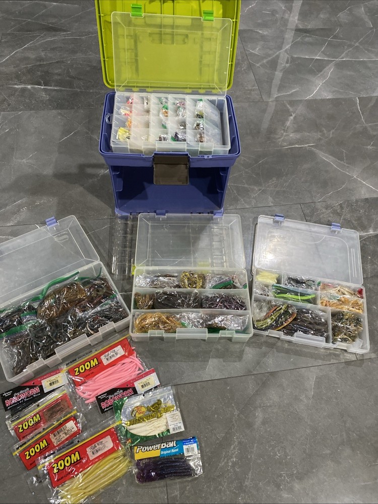 Massive Plano Tackle box Full Of Soft Plastic Fishing Lures Zoom Powerbait