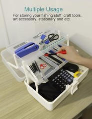 Tackle Box Large 3 Layers Plastic Portable Storage Box Fishing White Tackle B…