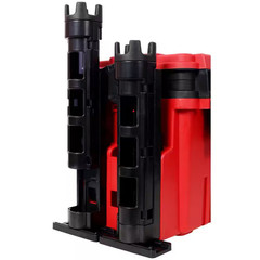 9 In. W Red Plastic Portable Dual-Layer Fishing Tackle Tool Box with Rod Holder,