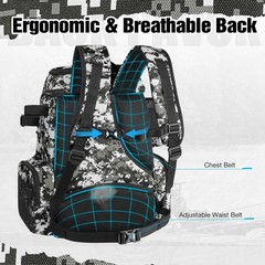Fishing Tackle Backpack with Rod Holders & 4 Tackle Boxes, 42L Outdoor Fishin…