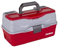 Flambeau 6383 3-Tray Tackle Box, 32 Compartments, Red and Gray