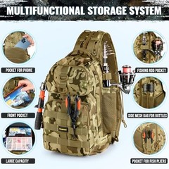 Fishing Gear,Fishing Backpack with Khaki Camo Backpack With Fishing Net