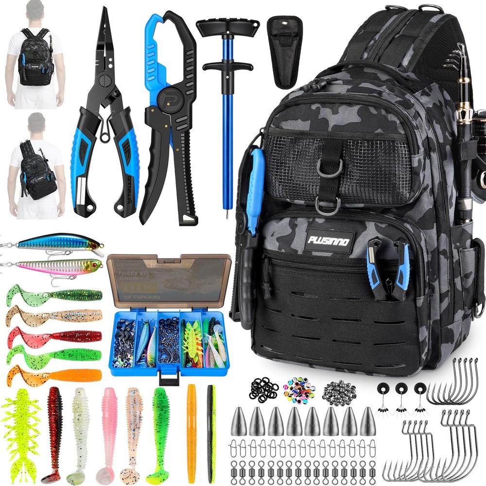Fishing Gear, Fishing Backpack with Tackle Box, Waterproof tackle Backpack wi…