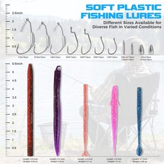 TOPFORT Fishing Lures, Bass Kit with Wacky Standard, Multiple colors