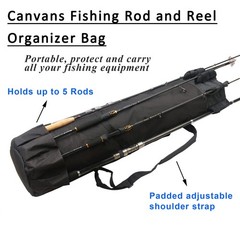 JSHANMEI Fishing Rod Carrier Pole Bag Rod Case Large Storage Reel Bag Travel Car